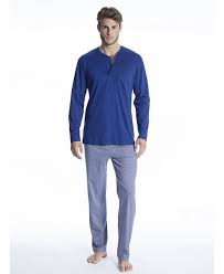 Copy of CALIDA Men's 3 Button Relax Choice Swiss Cotton Pajamas Set 49861